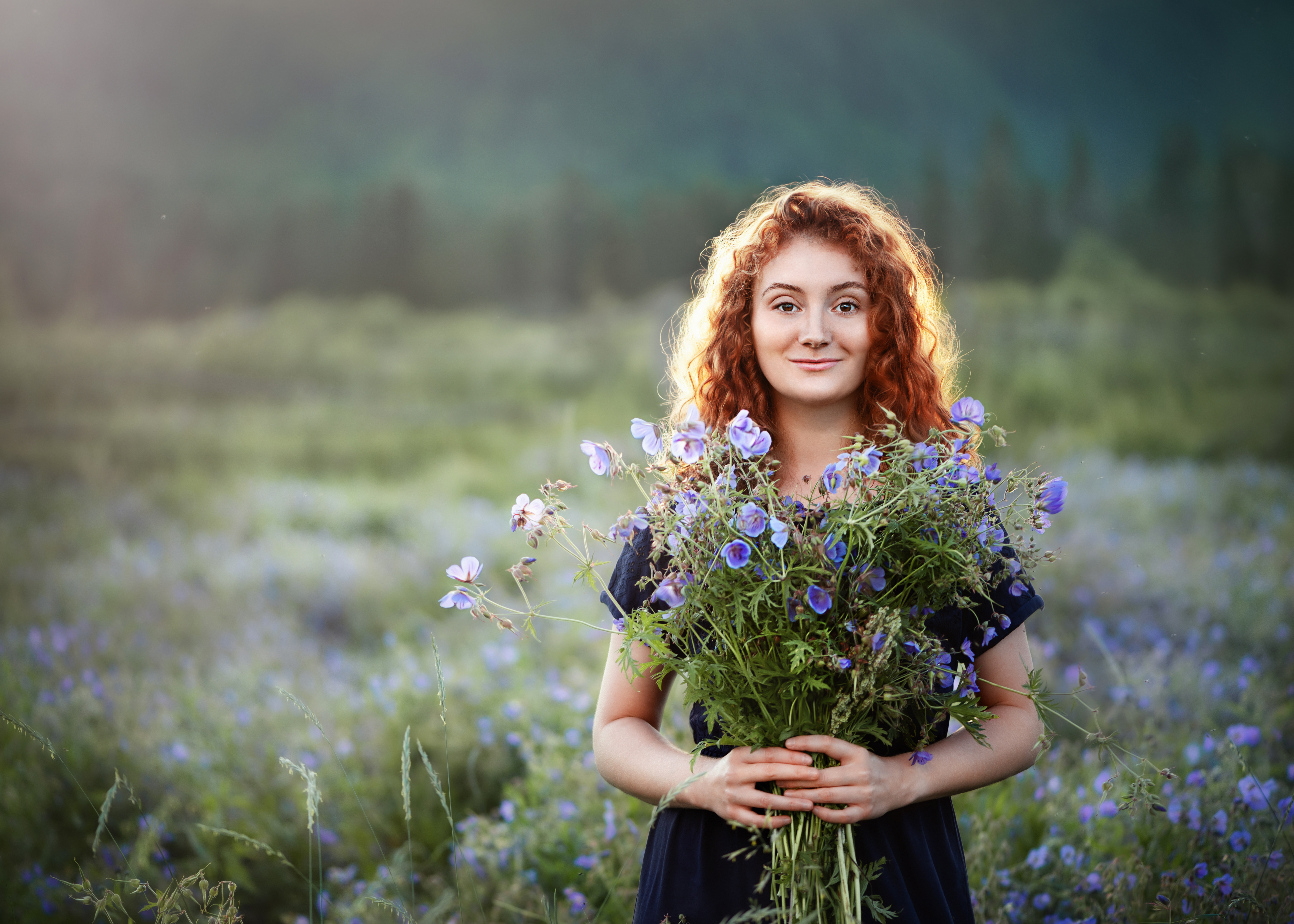 girl with flowers