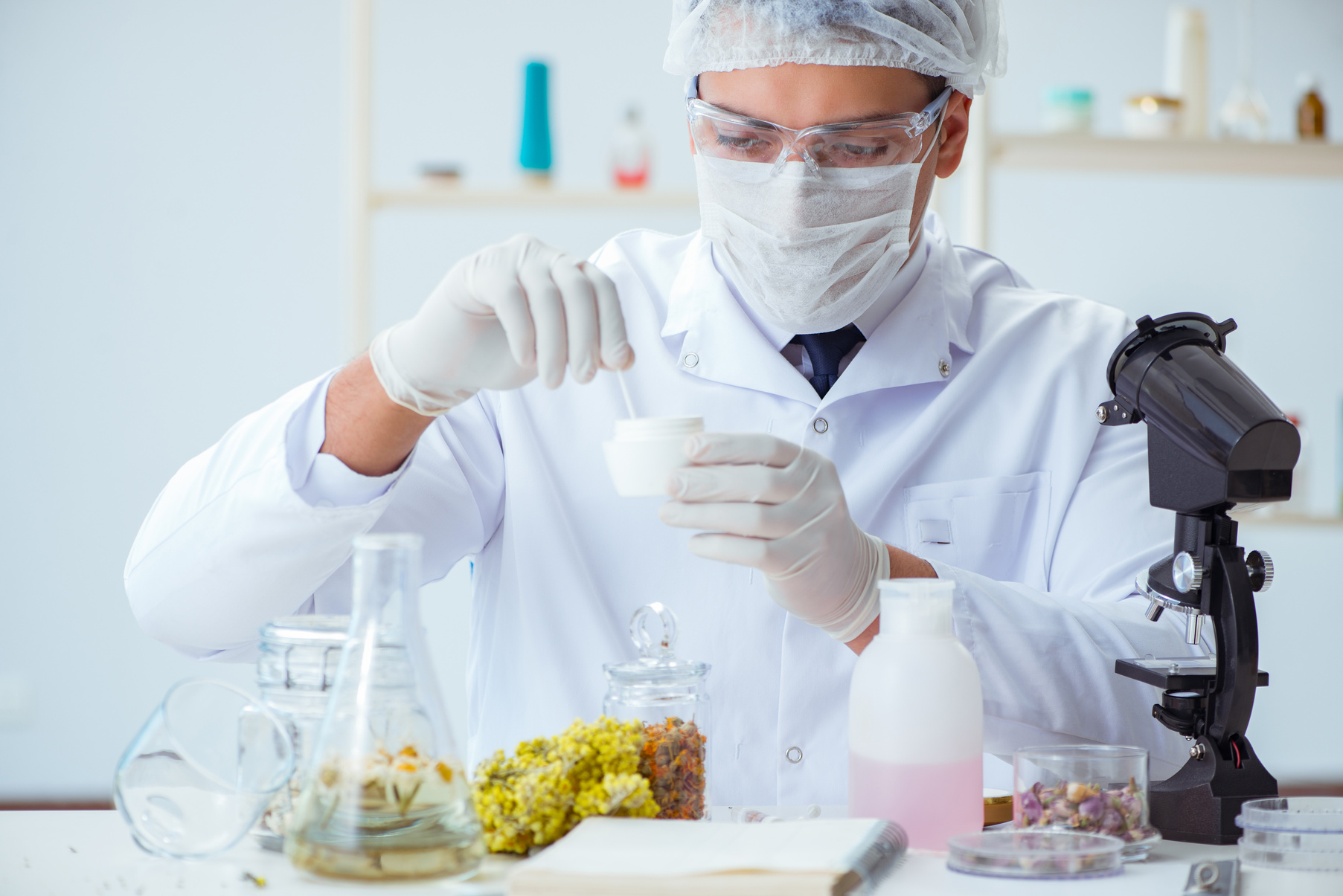 Chemist Mixing Perfumes in the Lab