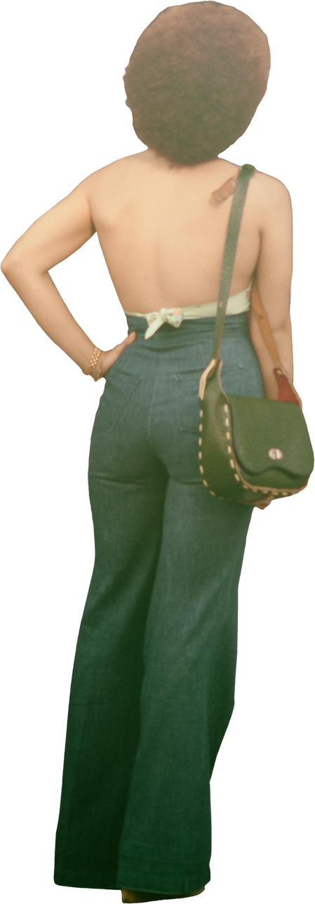 Rear View of a Woman in Vintage Fashion